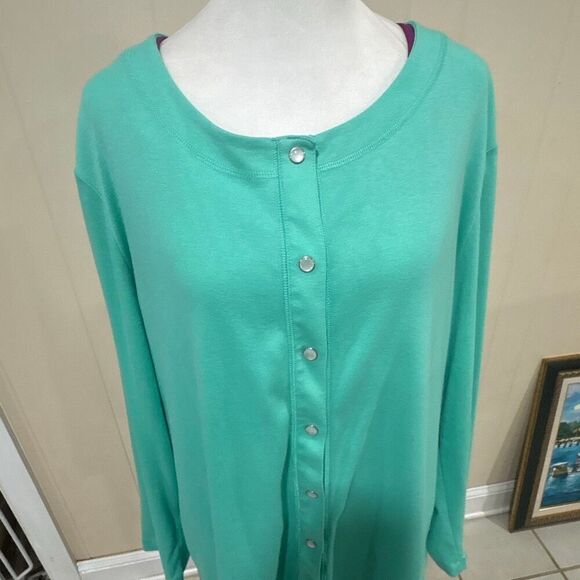 Womens Plus Size Maxi Skirt and Cardigan, size XL, Coral Bay, Purple and Turquoi - Picture 3 of 8